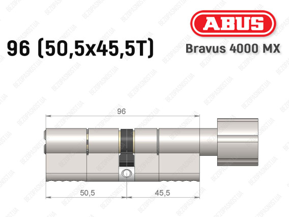 Цилиндр ABUS BRAVUS 4000 MX, с тумблером, 95 (50х45Т)