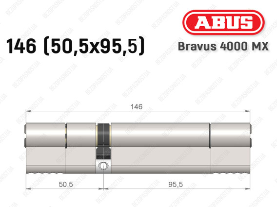 Циліндр ABUS BRAVUS 4000 MX, ключ-ключ, 145 (50х95)