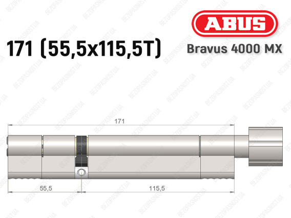 Циліндр ABUS BRAVUS 4000 MX, з тумблером, 170 (55х115T)