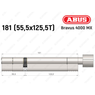 Цилиндр ABUS BRAVUS 4000 MX, с тумблером, 180 (55х125T)