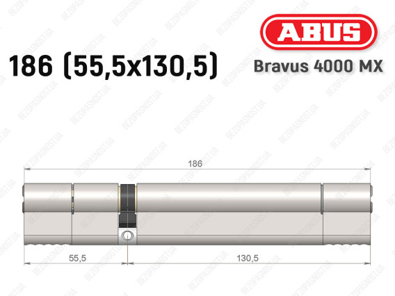 Циліндр ABUS BRAVUS 4000 MX, ключ-ключ, 185 (55х130)
