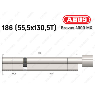 Циліндр ABUS BRAVUS 4000 MX, з тумблером, 185 (55х130T)