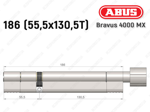 Циліндр ABUS BRAVUS 4000 MX, з тумблером, 185 (55х130T)
