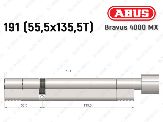 Циліндр ABUS BRAVUS 4000 MX, з тумблером, 190 (55х135T)