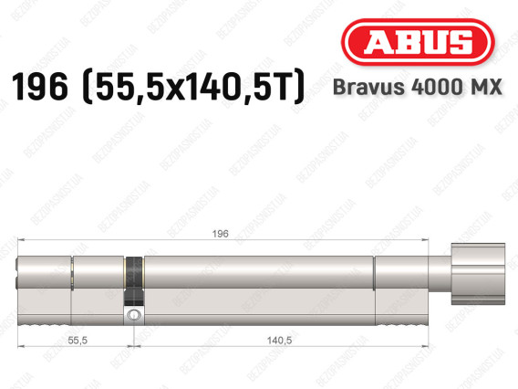 Циліндр ABUS BRAVUS 4000 MX, з тумблером, 195 (55х140T)