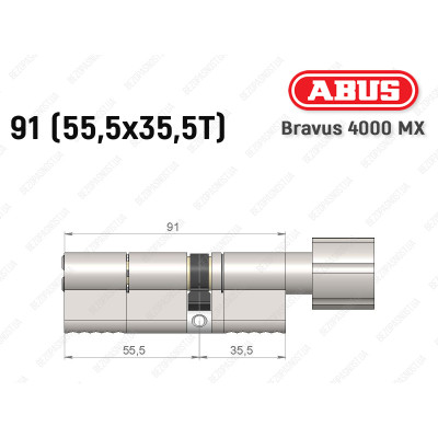 Циліндр ABUS BRAVUS 4000 MX, з тумблером, 90 (55х35Т)