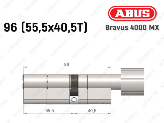 Цилиндр ABUS BRAVUS 4000 MX, с тумблером, 95 (55х40Т)
