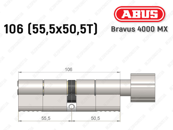 Циліндр ABUS BRAVUS 4000 MX, з тумблером, 105 (55х50Т)