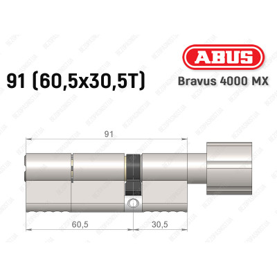 Циліндр ABUS BRAVUS 4000 MX, з тумблером, 90 (60х30Т)