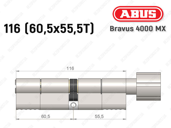 Циліндр ABUS BRAVUS 4000 MX, з тумблером, 115 (60х55Т)
