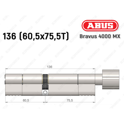Циліндр ABUS BRAVUS 4000 MX, з тумблером, 135 (60х75T)