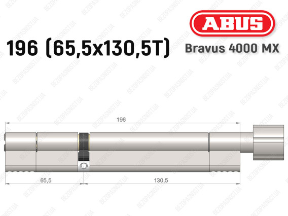 Циліндр ABUS BRAVUS 4000 MX, з тумблером, 195 (65х130T)