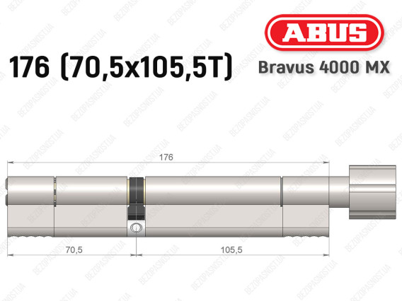 Цилиндр ABUS BRAVUS 4000 MX, с тумблером, 175 (70х105T)