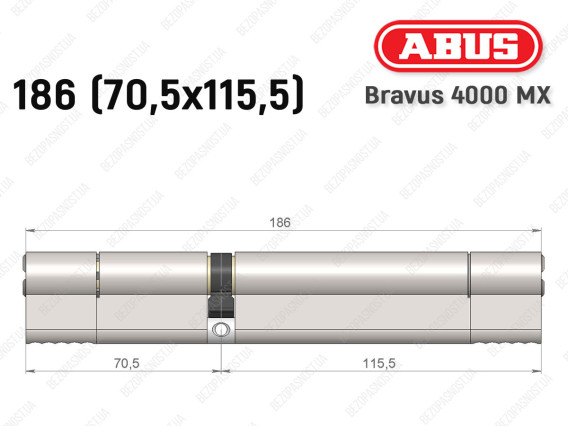 Циліндр ABUS BRAVUS 4000 MX, ключ-ключ, 185 (70х115)