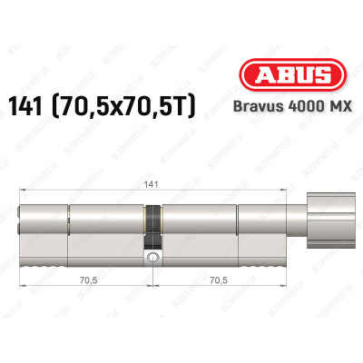 Циліндр ABUS BRAVUS 4000 MX, з тумблером, 140 (70х70Т)