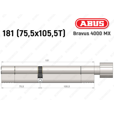 Цилиндр ABUS BRAVUS 4000 MX, с тумблером, 180 (75х105T)