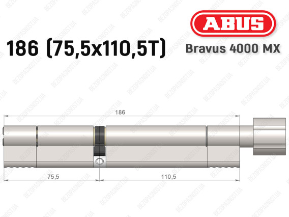 Циліндр ABUS BRAVUS 4000 MX, з тумблером, 185 (75х110T)