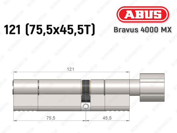 Циліндр ABUS BRAVUS 4000 MX, з тумблером, 120 (75х45T)