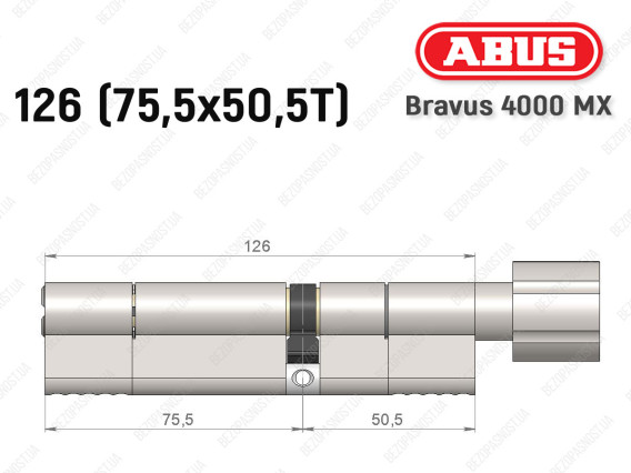 Циліндр ABUS BRAVUS 4000 MX, з тумблером, 125 (75х50T)