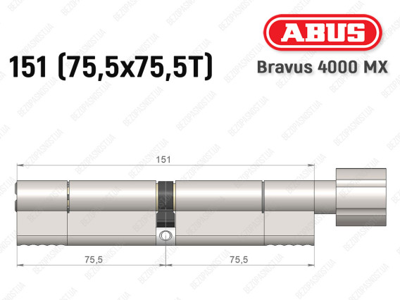 Циліндр ABUS BRAVUS 4000 MX, з тумблером, 150 (75х75T)