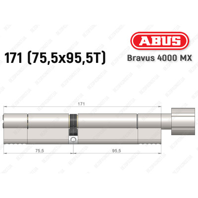 Циліндр ABUS BRAVUS 4000 MX, з тумблером, 170 (75х95T)