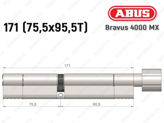 Циліндр ABUS BRAVUS 4000 MX, з тумблером, 170 (75х95T)