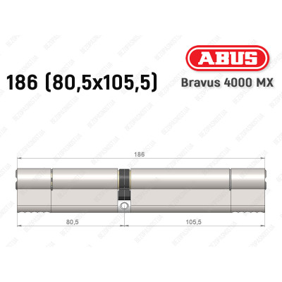 Циліндр ABUS BRAVUS 4000 MX, ключ-ключ, 185 (80х105)