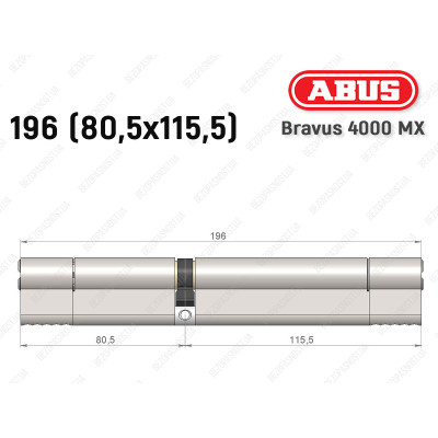 Циліндр ABUS BRAVUS 4000 MX, ключ-ключ, 195 (80х115)