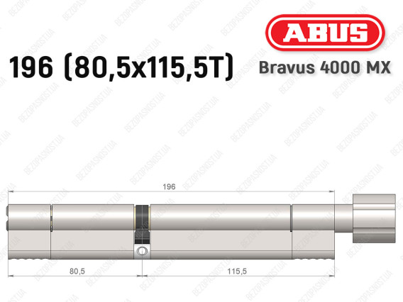 Циліндр ABUS BRAVUS 4000 MX, з тумблером, 195 (80х115T)