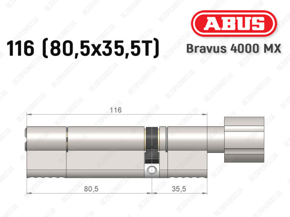 Циліндр ABUS BRAVUS 4000 MX, з тумблером, 115 (80х35T)
