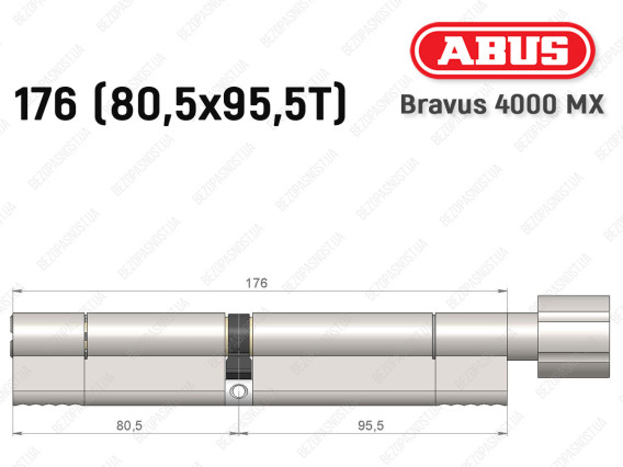 Циліндр ABUS BRAVUS 4000 MX, з тумблером, 175 (80х95T)