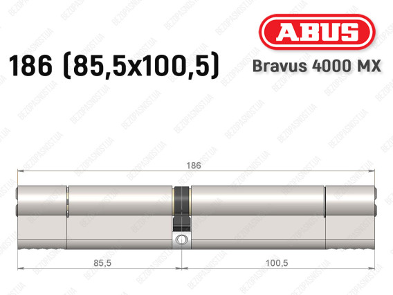 Циліндр ABUS BRAVUS 4000 MX, ключ-ключ, 185 (85х100)