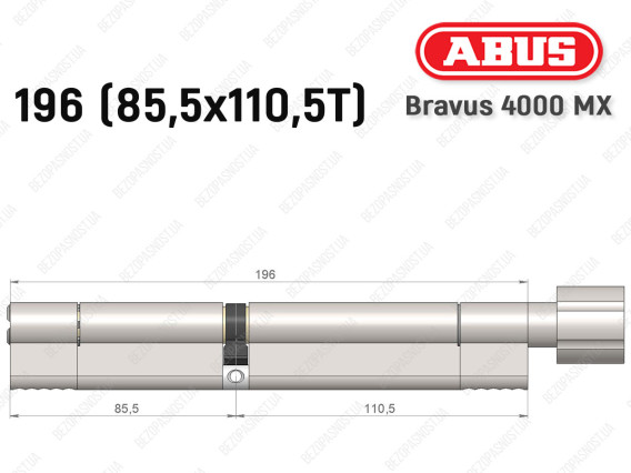 Циліндр ABUS BRAVUS 4000 MX, з тумблером, 195 (85х110T)