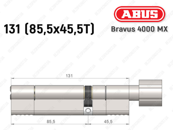 Циліндр ABUS BRAVUS 4000 MX, з тумблером, 130 (85х45T)