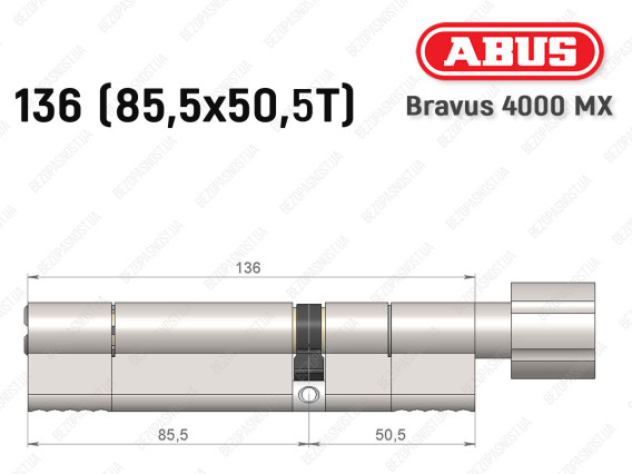 Циліндр ABUS BRAVUS 4000 MX, з тумблером, 135 (85х50T)