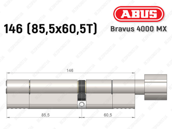 Циліндр ABUS BRAVUS 4000 MX, з тумблером, 145 (85х60T)