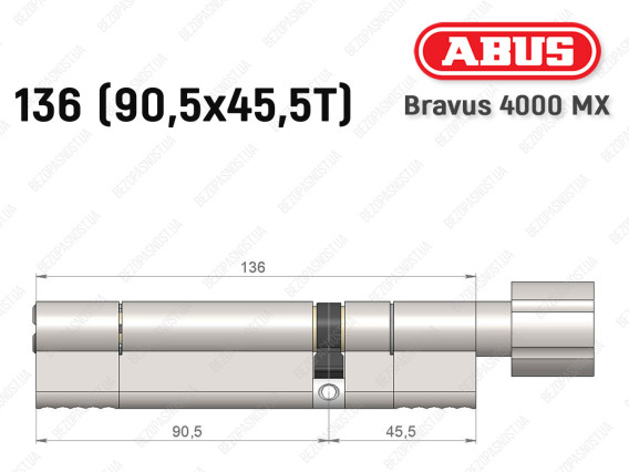 Циліндр ABUS BRAVUS 4000 MX, з тумблером, 135 (90х45T)