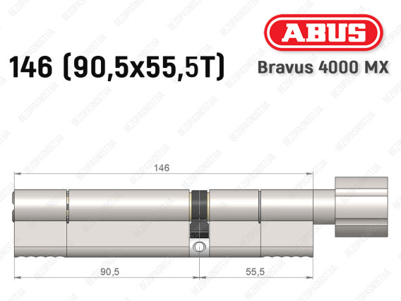 Циліндр ABUS BRAVUS 4000 MX, з тумблером, 145 (90х55T)