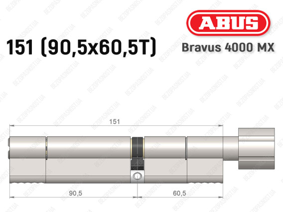 Циліндр ABUS BRAVUS 4000 MX, з тумблером, 150 (90х60T)