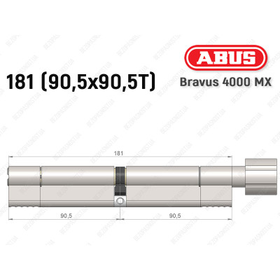 Цилиндр ABUS BRAVUS 4000 MX, с тумблером, 180 (90х90T)