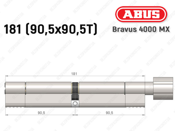Циліндр ABUS BRAVUS 4000 MX, з тумблером, 180 (90х90T)