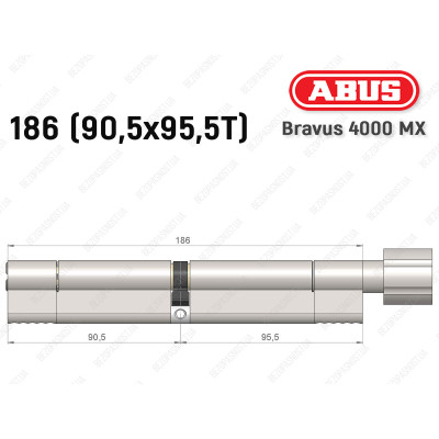 Циліндр ABUS BRAVUS 4000 MX, з тумблером, 185 (90х95T)