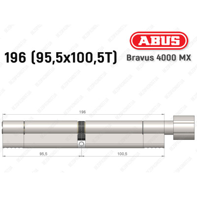 Цилиндр ABUS BRAVUS 4000 MX, с тумблером, 195 (95х100T)