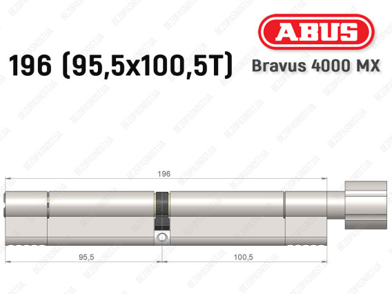 Циліндр ABUS BRAVUS 4000 MX, з тумблером, 195 (95х100T)