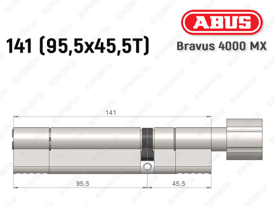 Циліндр ABUS BRAVUS 4000 MX, з тумблером, 140 (95х45T)