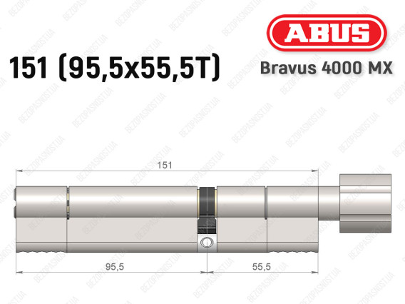 Циліндр ABUS BRAVUS 4000 MX, з тумблером, 150 (95х55T)
