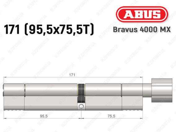 Циліндр ABUS BRAVUS 4000 MX, з тумблером, 170 (95х75T)