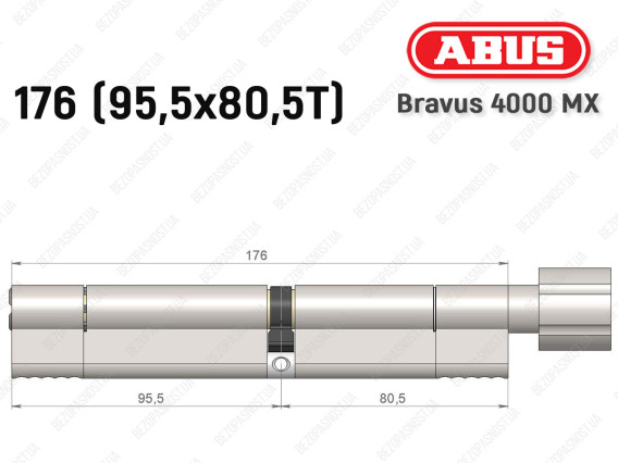 Циліндр ABUS BRAVUS 4000 MX, з тумблером, 175 (95х80T)