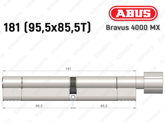 Циліндр ABUS BRAVUS 4000 MX, з тумблером, 180 (95х85T)