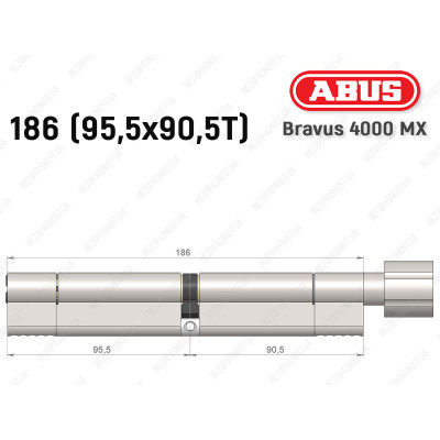 Циліндр ABUS BRAVUS 4000 MX, з тумблером, 185 (95х90T)